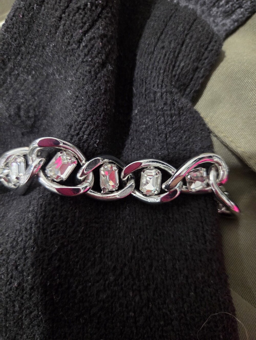 Silver Tone Crystal Link Bracelet - Women Jewelry